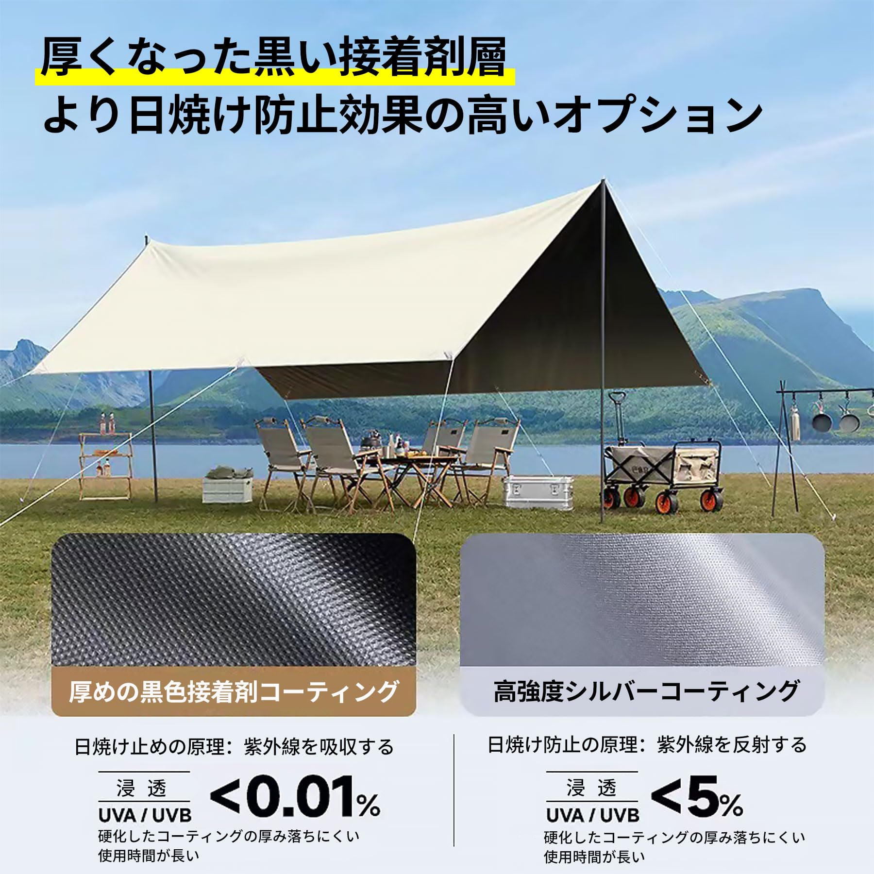 Amazon | WAIZY タープ 防水タープ キャンプタ 天幕 テント 高耐水加工